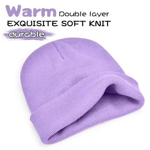 ZOORON 1 & 2 Packs Beanie for Men Women Warm Winter Hats Acrylic Knit Cuffed Beanie Cap Unisex - 1