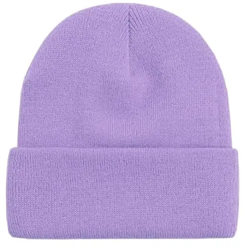 ZOORON 1 & 2 Packs Beanie for Men Women Warm Winter Hats Acrylic Knit Cuffed Beanie Cap Unisex - 6