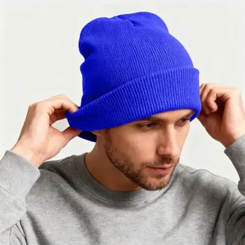 ZOORON 1 & 2 Packs Beanie for Men Women Warm Winter Hats Acrylic Knit Cuffed Beanie Cap Unisex - 2