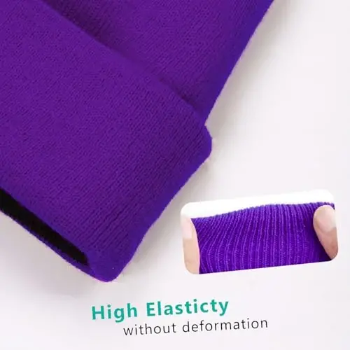 ZOORON 1 & 2 Packs Beanie for Men Women Warm Winter Hats Acrylic Knit Cuffed Beanie Cap Unisex - 4