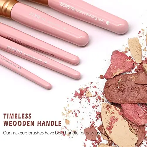 ZOREYA Makeup Brush Set - 15 Pcs Premium Synthetic Foundation Concealers Eye Shadows Make Up Brush,Eyeliner Brushes(Pink) - 3