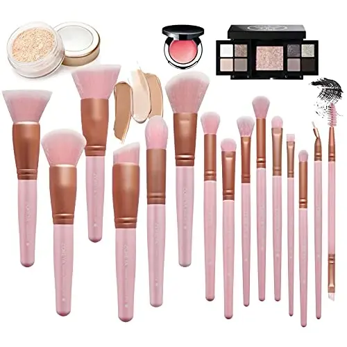 ZOREYA Makeup Brush Set - 15 Pcs Premium Synthetic Foundation Concealers Eye Shadows Make Up Brush,Eyeliner Brushes(Pink) - 5