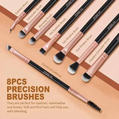 ZOREYA Makeup Brush Set - 15 Pcs Premium Synthetic Foundation Concealers Eye Shadows Make Up Brush,Eyeliner Brushes(RoseGold) - 5