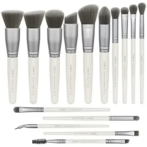 ZOREYA Makeup Brushes - 15 Pcs Premium Bamboo Charcoal Infused Bristles Makeup Brush Set, Foundation Concealers Eye Shadows Make Up Brush,Eyeliner Brushes(White) - RAFFAELLO