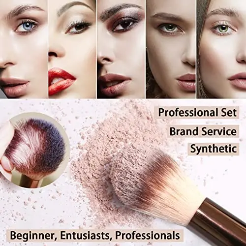 ZOREYA Makeup Brushes, 15 Pcs Professional Premium Synthetic Brush Set, Foundation Concealer Eyeshadow Blush Makeup Brush Set (Champagne Gold) - ZOREYA (1)