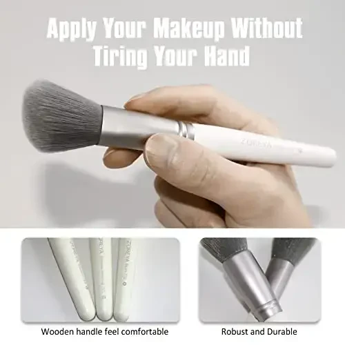 ZOREYA Makeup Brushes - 15 Pcs Premium Bamboo Charcoal Infused Bristles Makeup Brush Set, Foundation Concealers Eye Shadows Make Up Brush,Eyeliner Brushes(White) - 6