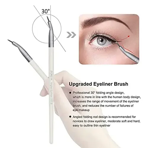 ZOREYA Makeup Brushes - 15 Pcs Premium Bamboo Charcoal Infused Bristles Makeup Brush Set, Foundation Concealers Eye Shadows Make Up Brush,Eyeliner Brushes(White) - 7