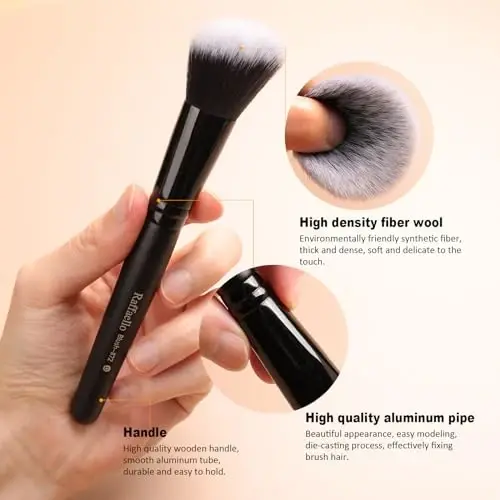 Raffaello Makeup Brushes 15Pcs Makeup Brush Set Premium Synthetic Powder Foundation Contour Blush Concealer Eye Shadow Blending Liner Make Up Brush Kit - 2