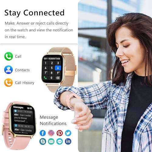 ZOSKVEE Smart Watch для женщин и мужчин (набрать/ответить на звонок), 2,0