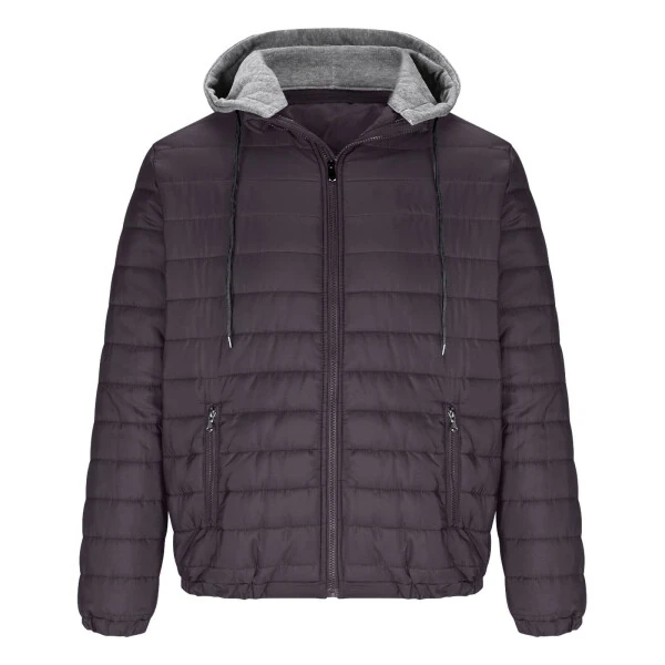 Zpanxa Mens Winter Coats Men's Solid Color Hooded Jacket Cotton Padded Jacket Fashion Cotton Padded Jacket Men's Warm Cotton Padded Jacket Black L - ZPANXA (1)