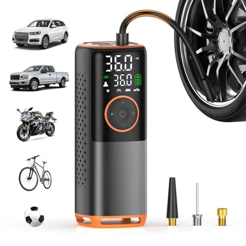 Tire Inflator Portable Air Compressor-160 PSI Car Tire Air Pump, Bike Pump with Gauge, Portable Tire Pump for Car, Bike, Motorcycle Tires, Balls, and More - ZSX