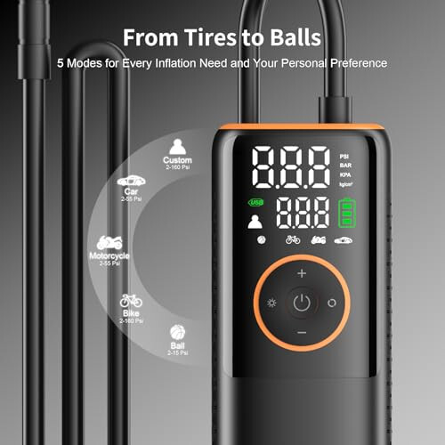 Tire Inflator Portable Air Compressor-160 PSI Car Tire Air Pump, Bike Pump with Gauge, Portable Tire Pump for Car, Bike, Motorcycle Tires, Balls, and More - 4