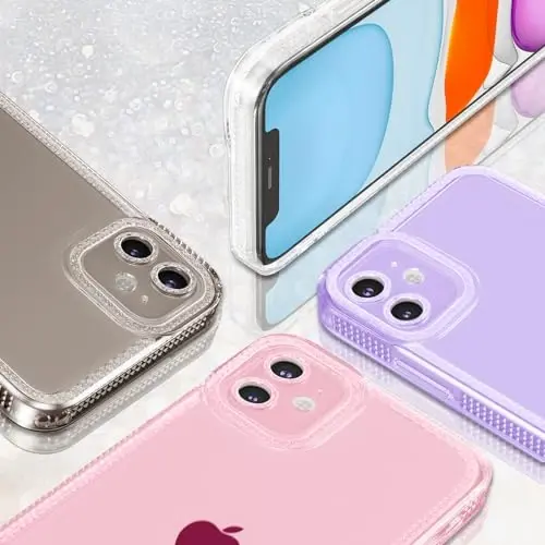 ZTOFERA Designed for iPhone 11 6.1 inch,Cute Clear Case for Women Girls,Sparkly Glitter Bling Flexible Soft TPU Silicone Bumper Protective Cover for iPhone 11,Pink - 5