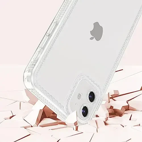 ZTOFERA Designed for iPhone 12 6.1 inch,Cute Clear Case for Women Girls,Sparkly Glitter Bling Flexible Soft TPU Silicone Bumper Protective Cover for iPhone 12,Clear - 4