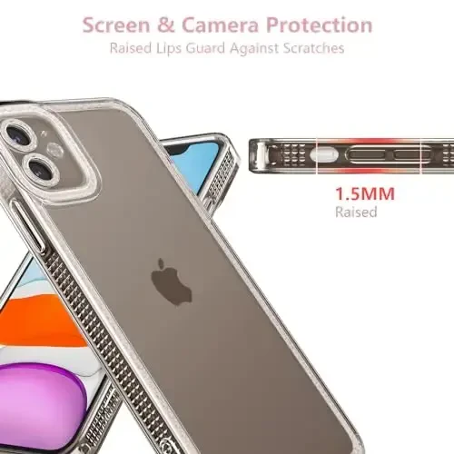 ZTOFERA Designed for iPhone 12 6.1 inch,Cute Clear Case for Women Girls,Sparkly Glitter Bling Flexible Soft TPU Silicone Bumper Protective Cover for iPhone 12,Gray - 2