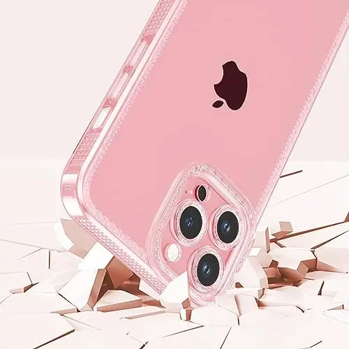 ZTOFERA Designed for iPhone 12 Pro Max 6.7 inch,Cute Clear Case for Women Girls,Sparkly Glitter Bling Flexible Soft TPU Silicone Bumper Protective Cover for iPhone 12 Pro Max,Pink - 4