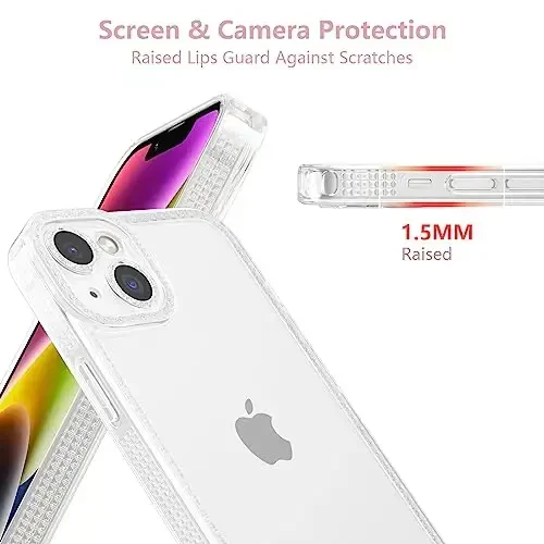 ZTOFERA Designed for iPhone 14 6.1 inch,Cute Clear Case for Women Girls,Sparkly Glitter Bling Flexible Soft TPU Silicone Bumper Protective Cover for iPhone 14,Clear - 2