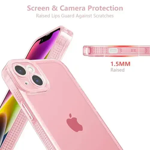 ZTOFERA Designed for iPhone 14 6.1 inch,Cute Clear Case for Women Girls,Sparkly Glitter Bling Flexible Soft TPU Silicone Bumper Protective Cover for iPhone 14,Pink - 2