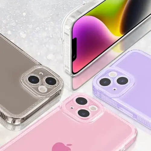 ZTOFERA Designed for iPhone 14 6.1 inch,Cute Clear Case for Women Girls,Sparkly Glitter Bling Flexible Soft TPU Silicone Bumper Protective Cover for iPhone 14,Purple - 4