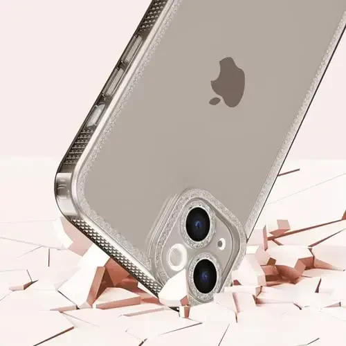 ZTOFERA Designed for iPhone 14 Plus/15 Plus 6.7 inch,Sparkly Cute Clear Case for Women Girls,Glitter Bling Flexible Soft TPU Silicone Bumper Protective Cover for iPhone 14 Plus/15 Plus,Gray - 4