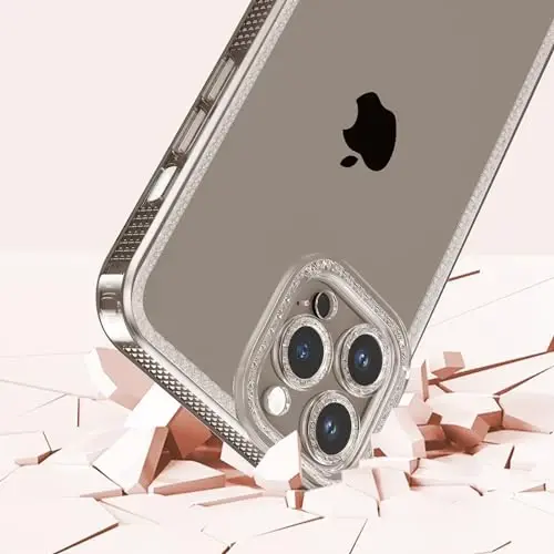 ZTOFERA Designed for iPhone 14 Pro Max 6.7 inch,Cute Clear Case for Women Girls,Sparkly Glitter Bling Flexible Soft TPU Silicone Bumper Protective Cover for iPhone 14 Pro Max,Gray - 4