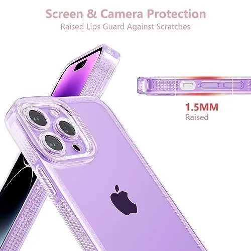 ZTOFERA Designed for iPhone 14 Pro Max 6.7 inch,Cute Clear Case for Women Girls,Sparkly Glitter Bling Flexible Soft TPU Silicone Bumper Protective Cover for iPhone 14 Pro Max,Purple - 2