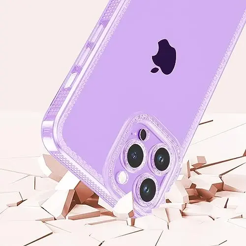 ZTOFERA Designed for iPhone 14 Pro Max 6.7 inch,Cute Clear Case for Women Girls,Sparkly Glitter Bling Flexible Soft TPU Silicone Bumper Protective Cover for iPhone 14 Pro Max,Purple - 4