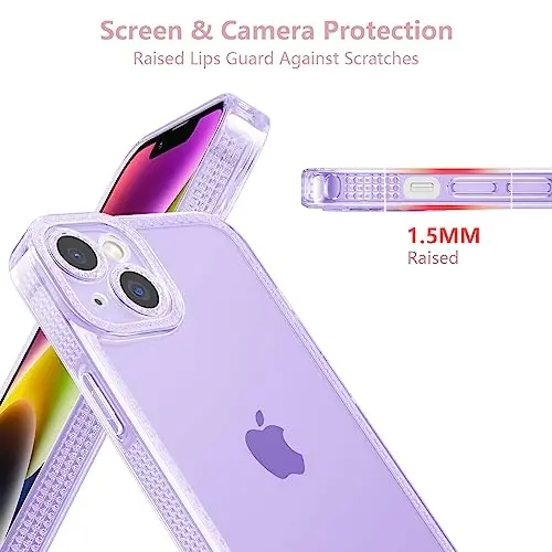 ZTOFERA Designed for iPhone 15 6.1 inch,Sparkly Cute Clear Case for Women Girls,Glitter Bling Flexible Soft TPU Silicone Bumper Protective Cover for iPhone 15,Purple - 2