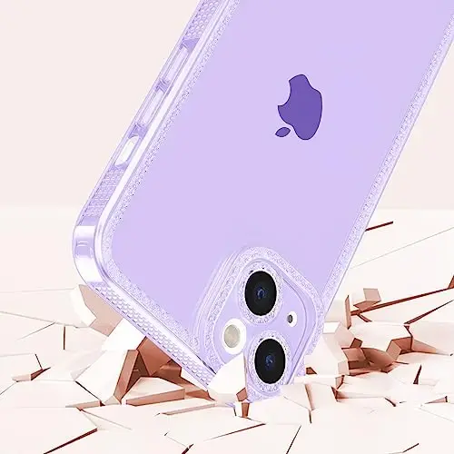 ZTOFERA Designed for iPhone 15 6.1 inch,Sparkly Cute Clear Case for Women Girls,Glitter Bling Flexible Soft TPU Silicone Bumper Protective Cover for iPhone 15,Purple - 3
