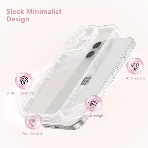 ZTOFERA Designed for iPhone 16 Plus 6.7 inch,Sparkly Cute Clear Case for Women Girls,Glitter Bling Flexible Soft TPU Silicone Bumper Protective Cover for iPhone 16 Plus,Clear - 3