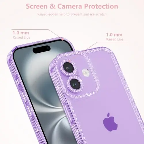 ZTOFERA Designed for iPhone 16 Plus 6.7 inch,Sparkly Cute Purple Case for Women Girls,Glitter Bling Flexible Soft TPU Silicone Bumper Protective Cover for iPhone 16 Plus,Purple - 2