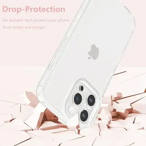 ZTOFERA Designed for iPhone 16 Pro Max 6.9 inch,Sparkly Cute Clear Case for Women Girls,Glitter Bling Flexible Soft TPU Silicone Bumper Protective Cover for iPhone 16 Pro Max,Clear - 5
