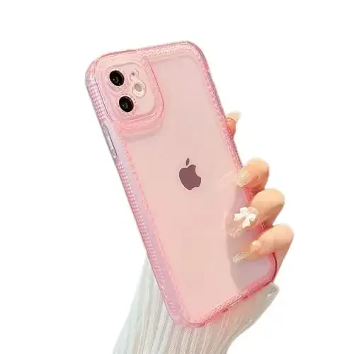 ZTOFERA iPhone 11 6.1 dyuym uchun mo'ljallangan, Ayollar qizlar uchun yoqimli shaffof g'ilof, iPhone 11 uchun yaltiroq jilterli moslashuvchan yumshoq TPU silikon bamper himoya qopqog'i, pushti - 1