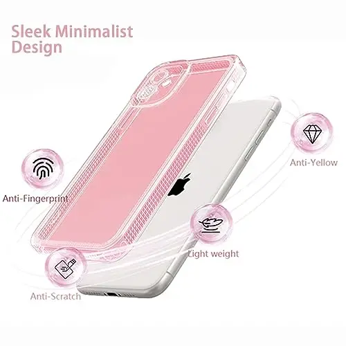 ZTOFERA iPhone 12 6.1 dyuym uchun mo'ljallangan, ayollar qizlar uchun yoqimli tiniq g'ilof, iPhone 12 uchun yaltiroq jilosiz moslashuvchan yumshoq TPU silikon tampon himoya qopqog'i, pushti - 3