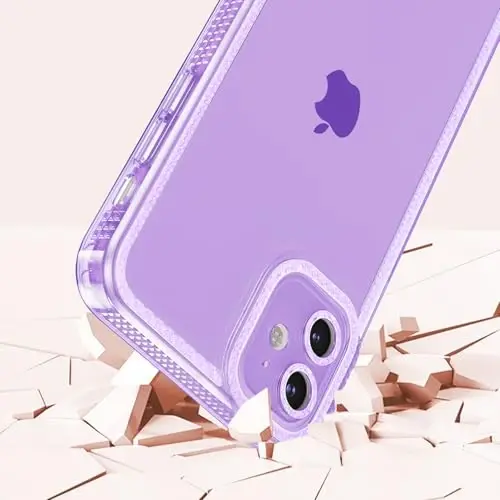 ZTOFERA iPhone 12 6.1 dyuym uchun mo'ljallangan, ayollar qizlar uchun yoqimli tiniq g'ilof, iPhone 12 uchun yorqin yaltiroq moslashuvchan yumshoq TPU silikon bamper himoya qopqog'i, binafsha - 4