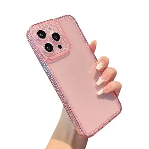 ZTOFERA iPhone 13 Pro 6.1 dyuym uchun mo'ljallangan, Ayollar qizlar uchun yoqimli shaffof g'ilof, iPhone 13 Pro uchun yorqin yaltiroq yumshoq TPU silikon bamper himoya qopqog'i, Pushti - 1