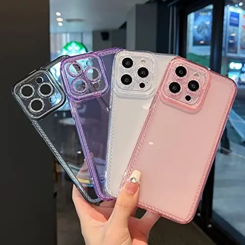 ZTOFERA iPhone 13 Pro Max 6.7 dyuym uchun mo'ljallangan, Ayollar qizlar uchun yoqimli tiniq g'ilof, iPhone 13 Pro Max uchun jozibali yaltiroq moslashuvchan yumshoq TPU silikon bamper himoya qopqog'i, Tiniq - 6