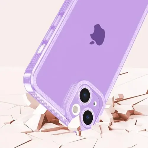 ZTOFERA iPhone 14 6.1 dyuym uchun mo'ljallangan, ayollar qizlar uchun yoqimli shaffof g'ilof, iPhone 14 uchun yorqin yaltiroq moslashuvchan yumshoq TPU silikon bamper himoya qopqog'i, binafsha - 3
