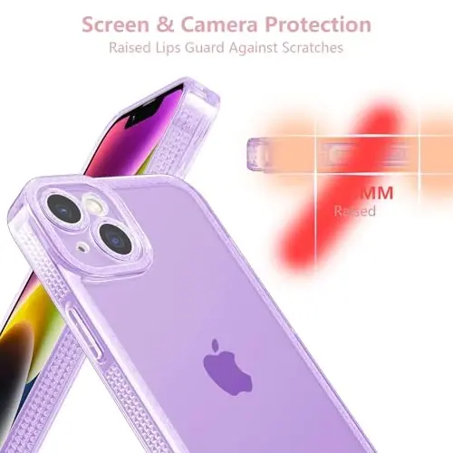 ZTOFERA iPhone 14 6.1 dyuym uchun mo'ljallangan, ayollar qizlar uchun yoqimli shaffof g'ilof, iPhone 14 uchun yorqin yaltiroq moslashuvchan yumshoq TPU silikon bamper himoya qopqog'i, binafsha - ZTOFERA (1)
