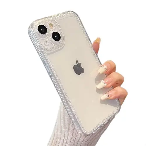 ZTOFERA iPhone 14 Plus/15 Plus 6.7 dyuym uchun mo'ljallangan, ayollar va qizlar uchun yorqin, chiroyli shaffof g'ilof, iPhone 14 Plus/15 Plus uchun yaltiroq yumshoq TPU silikon bamper himoya qopqog'i, shaffof 
