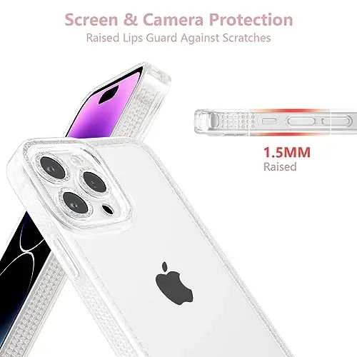 ZTOFERA iPhone 14 Pro 6.1 dyuym uchun mo'ljallangan, Ayollar uchun yoqimli tiniq g'ilof, Yaltiroq jilo, iPhone 14 Pro uchun moslashuvchan yumshoq TPU silikon bamper himoya qopqog'i, Tiniq - 2