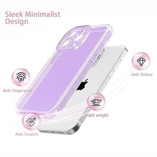 ZTOFERA iPhone 14 Pro Max 6.7 dyuym uchun mo'ljallangan, Ayollar qizlar uchun yoqimli shaffof g'ilof, iPhone 14 Pro Max uchun yorqin yaltiroq moslashuvchan yumshoq TPU silikon bamper himoya qopqog'i, binafsha - 3