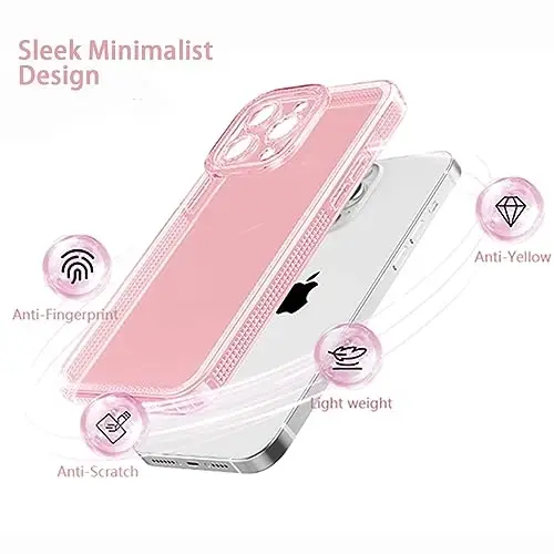 ZTOFERA iPhone 14 Pro Max 6.7 dyuym uchun mo'ljallangan, Ayollar qizlar uchun yoqimli tiniq g'ilof, iPhone 14 Pro Max uchun yaltiroq jilosiz moslashuvchan yumshoq TPU silikon bamper himoya qopqog'i, pushti - 3