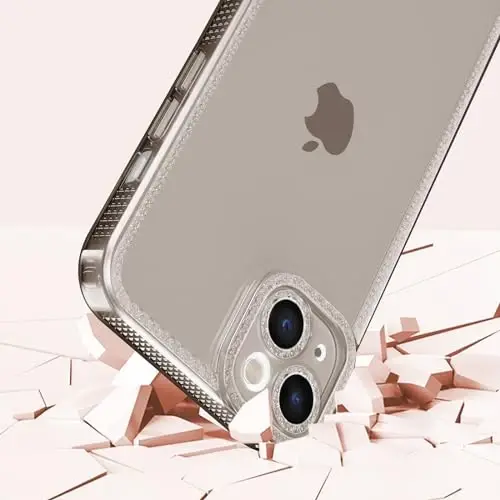 ZTOFERA iPhone 15 6.1 dyuym uchun mo'ljallangan, ayollar qizlar uchun yorqin chiroyli shaffof g'ilof, iPhone 15 uchun yaltiroq Bling moslashuvchan yumshoq TPU silikon bamper himoya qopqog'i, kulrang - 9