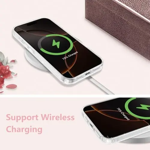 ZTOFERA iPhone 15 Pro 6.1 dyuym uchun mo'ljallangan, ayollar qizlar uchun yorqin chiroyli shaffof g'ilof, iPhone 15 Pro uchun yaltiroq moslashuvchan yumshoq TPU silikon bamper himoya qopqog'i, shaffof - 4