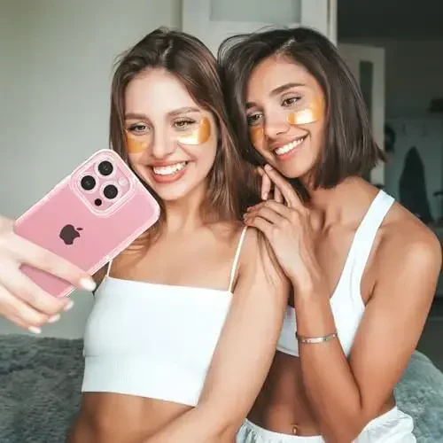 ZTOFERA iPhone 15 Pro Max 6.7 dyuym uchun mo'ljallangan, ayollar qizlar uchun yorqin chiroyli tiniq g'ilof, iPhone 15 Pro Max uchun jiloli moslashuvchan yumshoq TPU silikon bamper himoya qopqog'i, pushti - 6