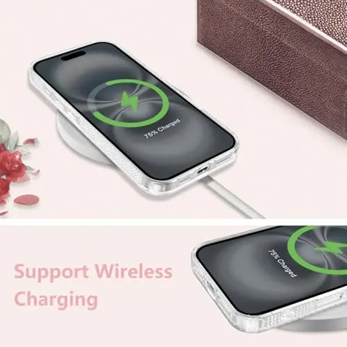 ZTOFERA iPhone 16 Plus 6.7 dyuym uchun mo'ljallangan, ayollar qizlar uchun yorqin chiroyli tiniq g'ilof, iPhone 16 Plus uchun yaltiroq yumshoq TPU silikon bamper himoya qopqog'i, tiniq - 4