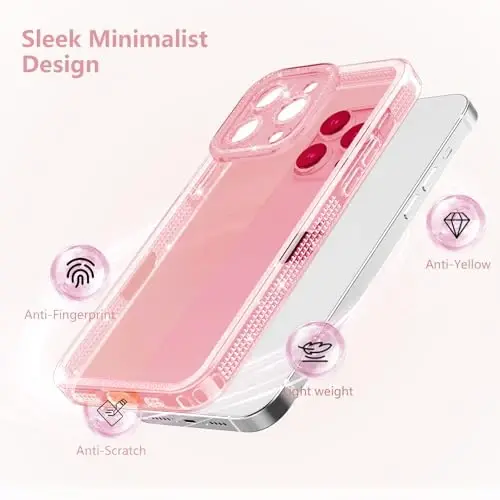ZTOFERA iPhone 16 Pro Max 6.9 dyuym uchun mo'ljallangan, Ayollar qizlar uchun yorqin chiroyli shaffof g'ilof, iPhone 16 Pro Max uchun yaltiroq yumshoq TPU silikon bamper himoya qopqog'i, pushti - 3