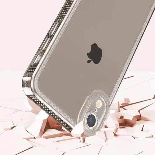 ZTOFERA iPhone XR 6.1 dyuym uchun mo'ljallangan, ayollar qizlar uchun yoqimli shaffof g'ilof, iPhone XR uchun yorqin yaltiroq moslashuvchan yumshoq TPU silikon bamper himoya qopqog'i, kulrang - 3