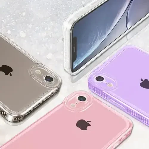 ZTOFERA iPhone XR 6.1 dyuym uchun mo'ljallangan, ayollar qizlar uchun yoqimli shaffof g'ilof, iPhone XR uchun yorqin yaltiroq moslashuvchan yumshoq TPU silikon bamper himoya qopqog'i, pushti - 5